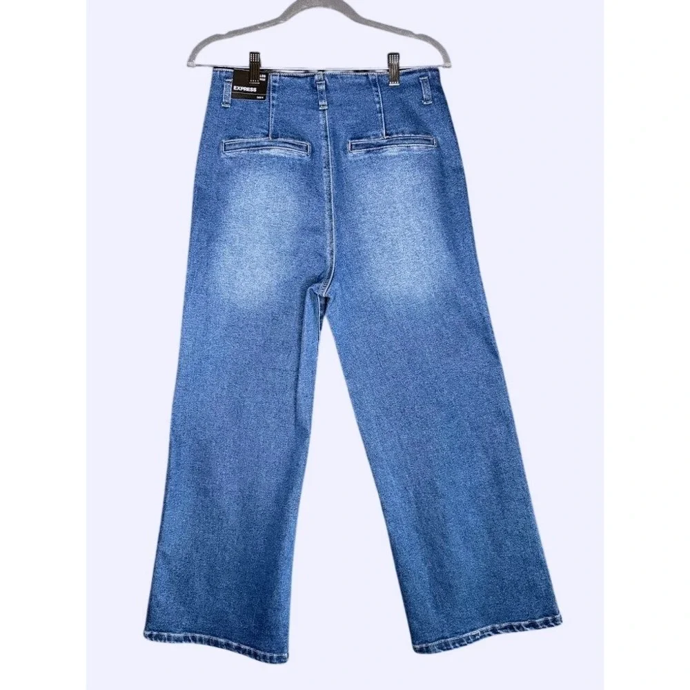 Express High Rise Wide Leg‎ Jeans Medium Wash Blue Size 6 NWT 10045DDM